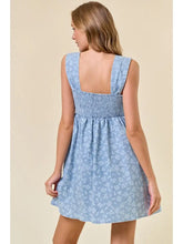 Load image into Gallery viewer, Clearance Floral Chambray Denim Mini Dress