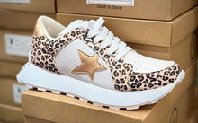 Load image into Gallery viewer, Leopard Star Sneakers – Gold Accent BY MAKERS SHOES