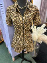 Load image into Gallery viewer, Clearance juniors Leopard Print Short Sleeves Romper with Zipper