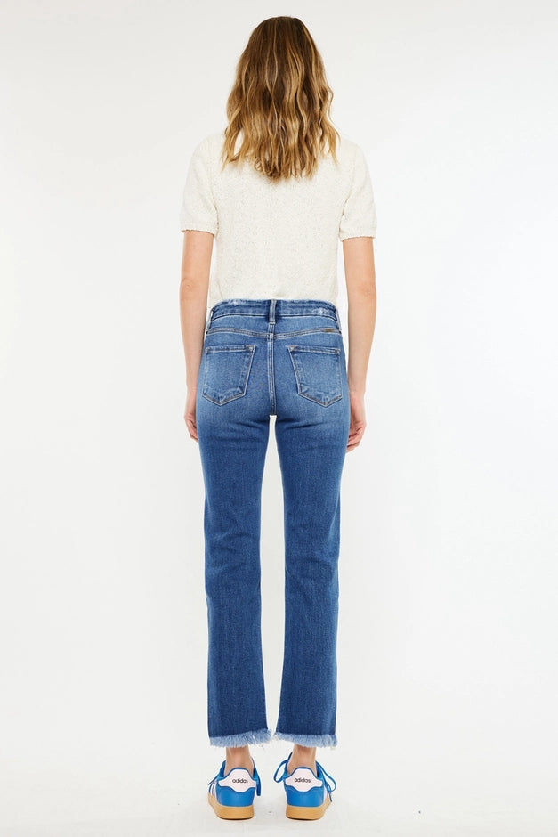 KANCAN High Rise Slim Straight JEANS IN MEDIUM WASH
