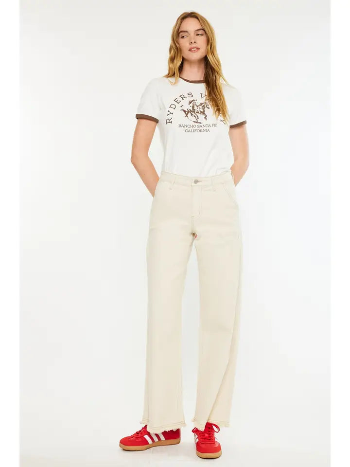 Kancan cream High Rise trouser JEANS