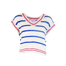 Load image into Gallery viewer, RED WHITE AND BLUE STRIPE KNIT TOP
