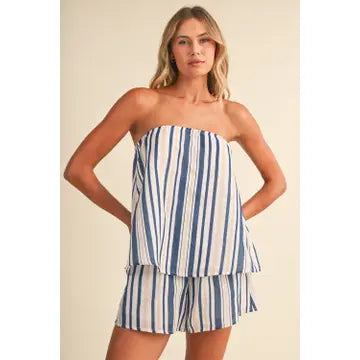 Navy stripe two piece set