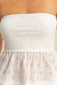 JUNIORS Peplum Hem Eyelet Tube Top