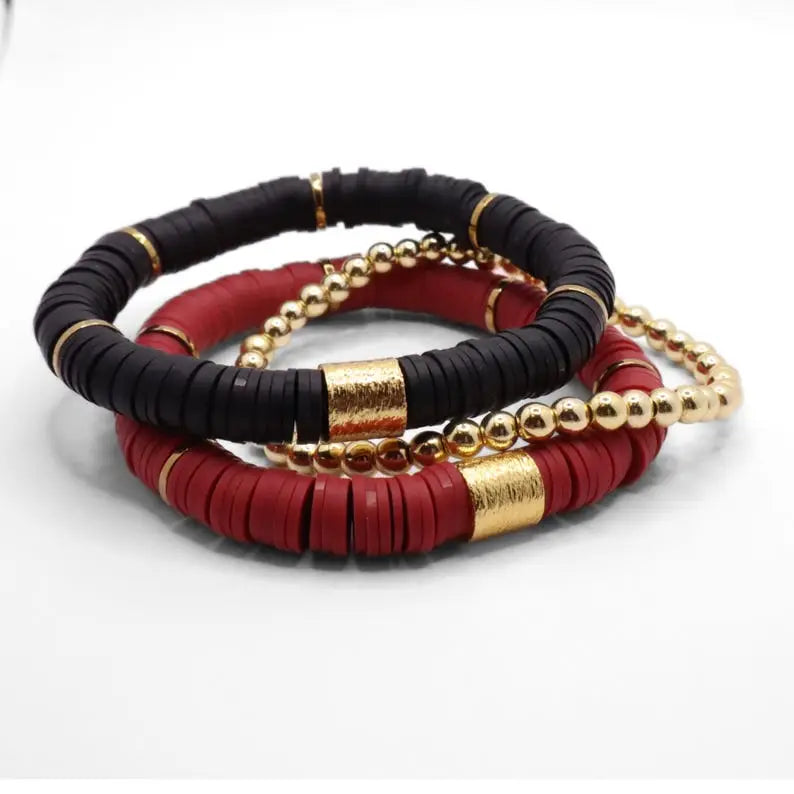 Maroon and Black Game Day Bracelet Stack