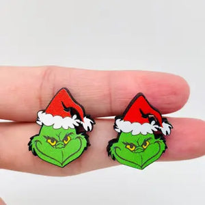 acrylic stud Grinch earrings