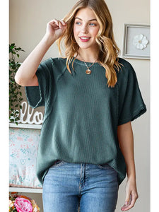 HUNTER GREEN RIBBED TOP