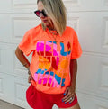Hello Sunshine Neon Coral Tee
