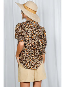 Leopard Print Collar Neck Blouse