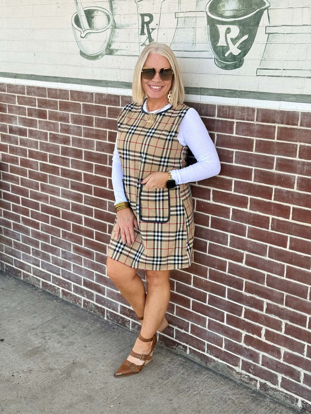 Classic Checkered Dress With Pockets
