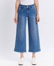 Load image into Gallery viewer, VERVET HIGH RISE TWO BUTTONS TROUSER HEM WIDE JEANS
