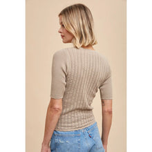 Load image into Gallery viewer, EYELIT KNIT SHORT SLEEVE TOP
