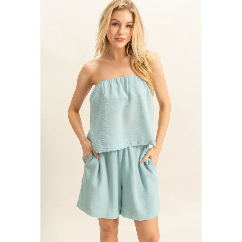 Tube Top and Flowy Shorts Set SOFT SAGE