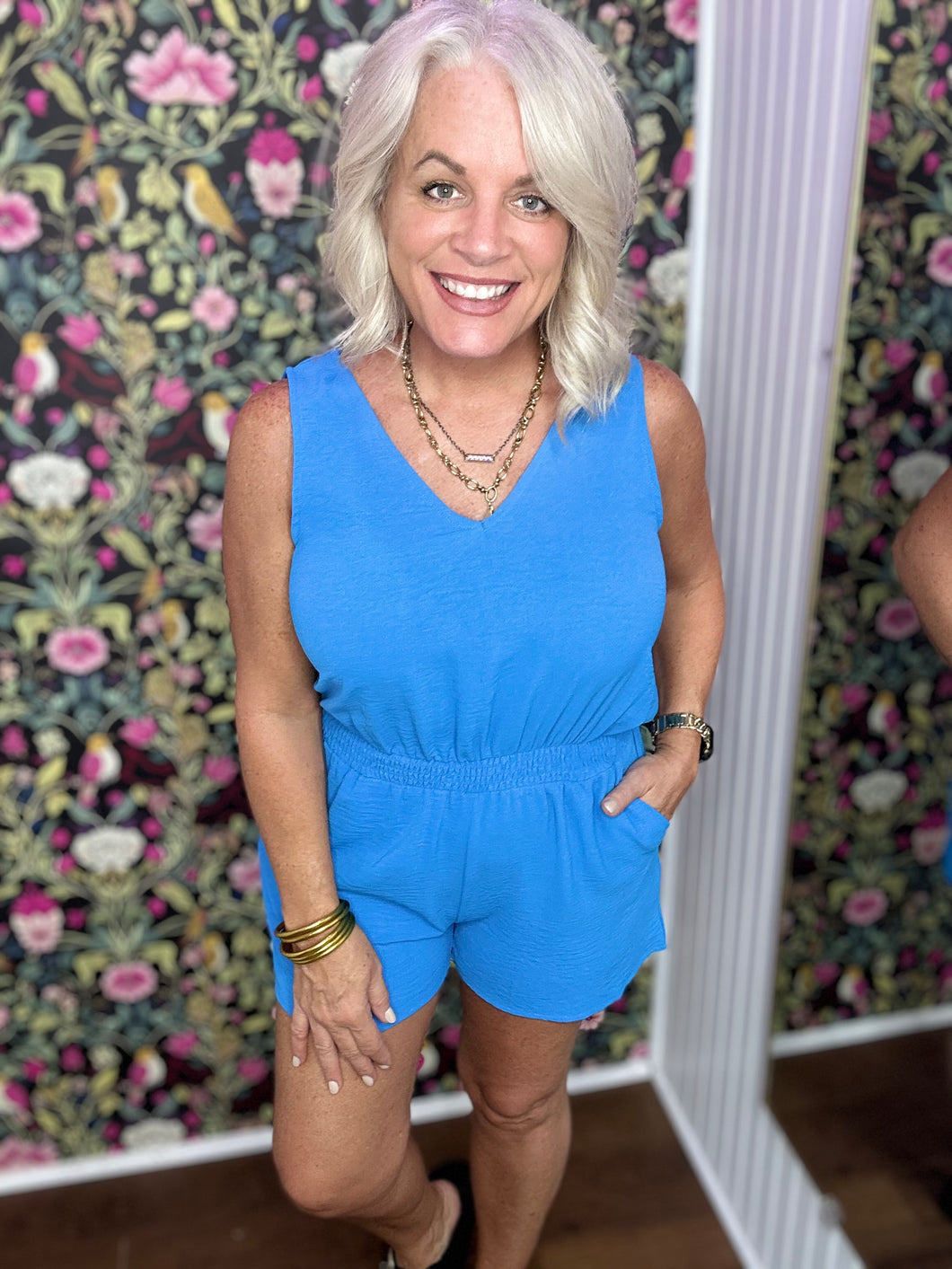 BLUE SOLID ROMPER