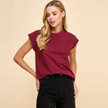 Burgundy Short Sleeve Solid Top