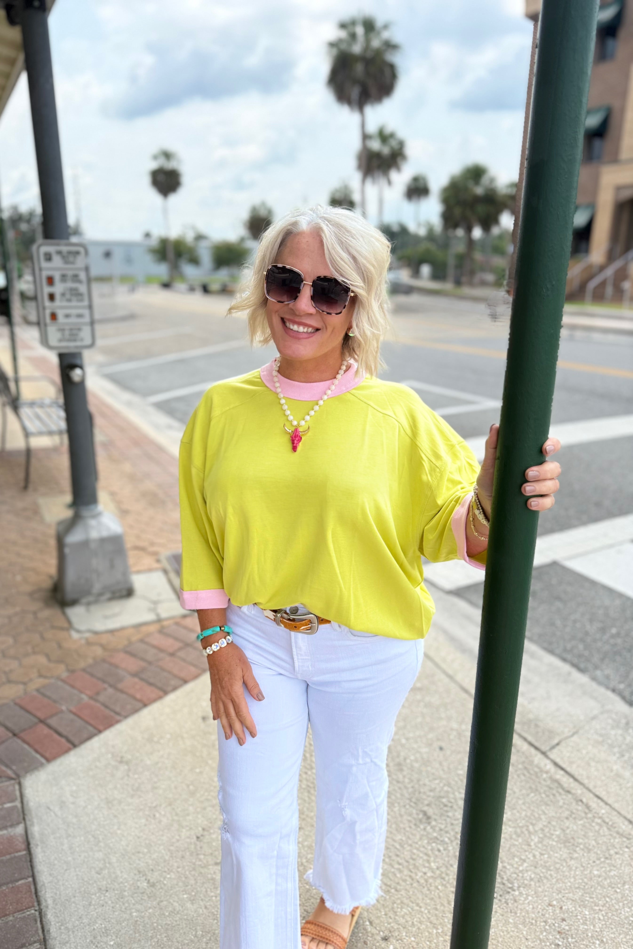 Lime Oversized Sweatshirt with Raglan Sleeves