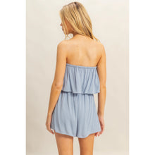 Load image into Gallery viewer, JUNIORS Strapless Ruffle Detail Tube Top Romper IN BLUE
