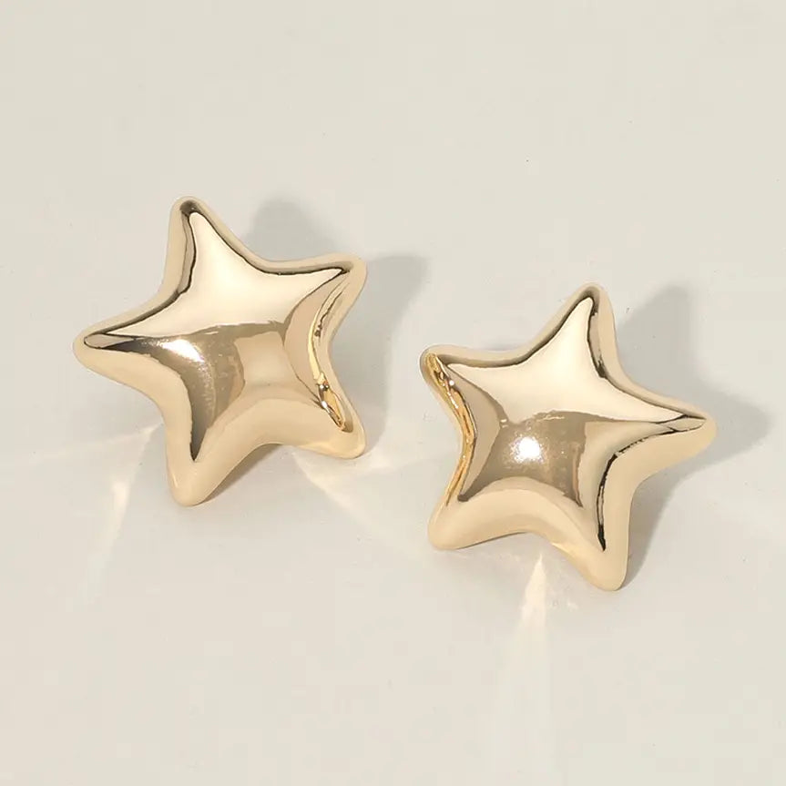Gold Dipped Puffy Star Earrings