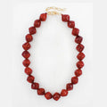 Maroon Acrylic Stone Chunky Beaded Necklace 16"-18"