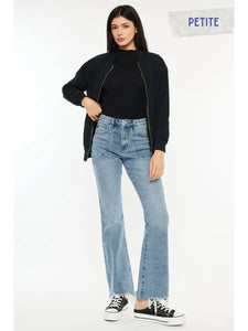 PETITE KANCAN PINTUCK DETAILING FLARE JEANS