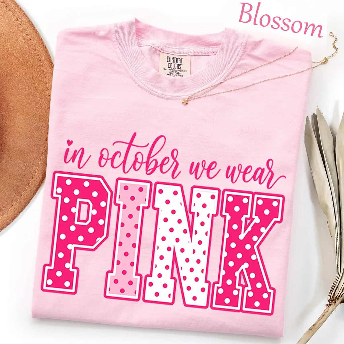 Pink Polka Dot Breast Cancer Awareness Graphic Tee