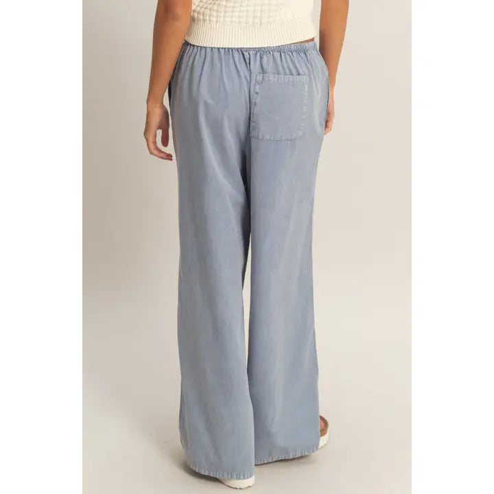 Light Blue Washed Wide-Leg Pants