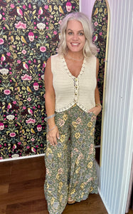 Flare Leg Floral Print Pants