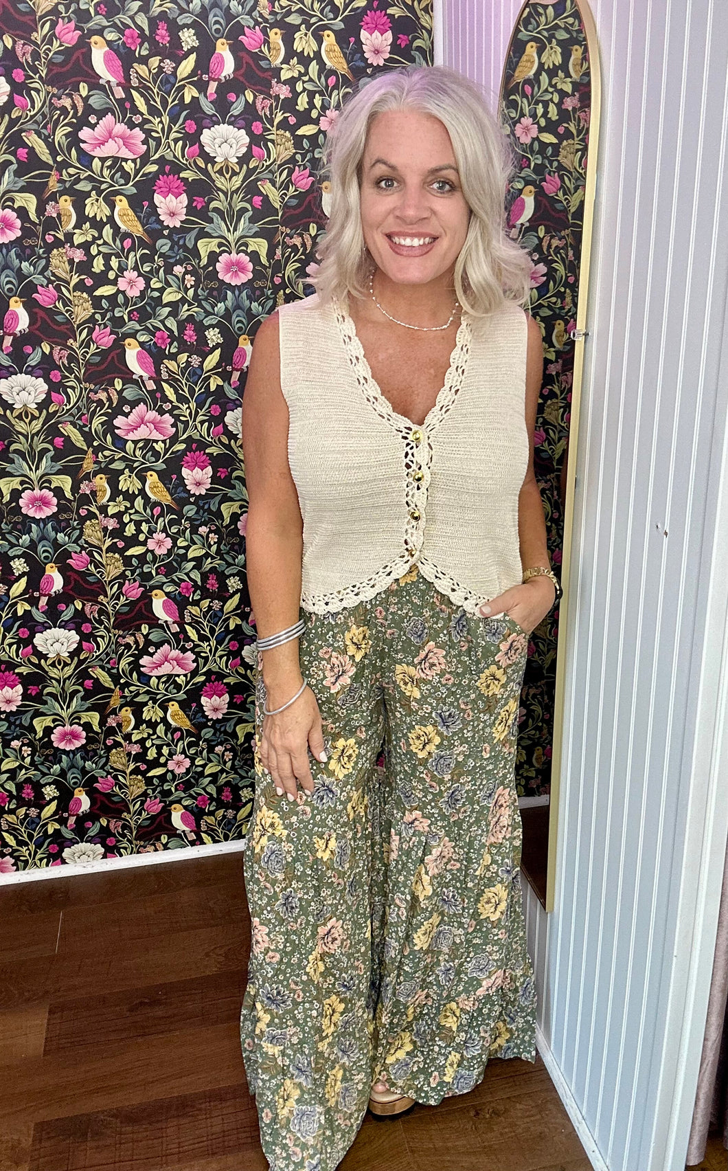 Flare Leg Floral Print Pants