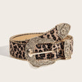 Taupe Hair-on Leopard Print Retro Style Wide Waist Belt