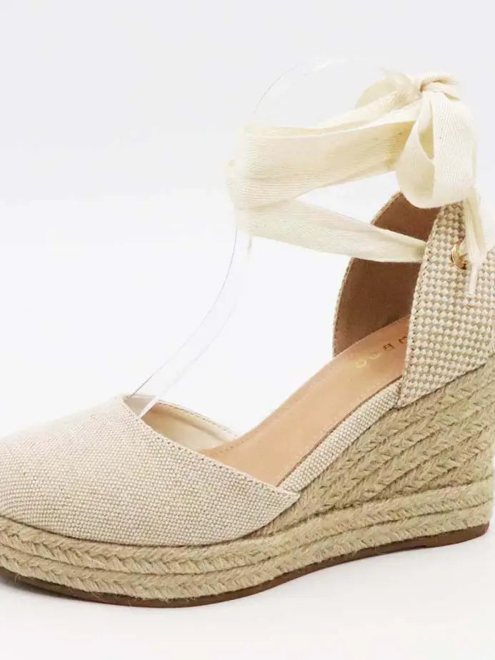 Bamboo Espadrille Wedges Laceup Tow Pieces Pumps