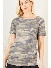 Load image into Gallery viewer, Camo Print Top with Ruched
