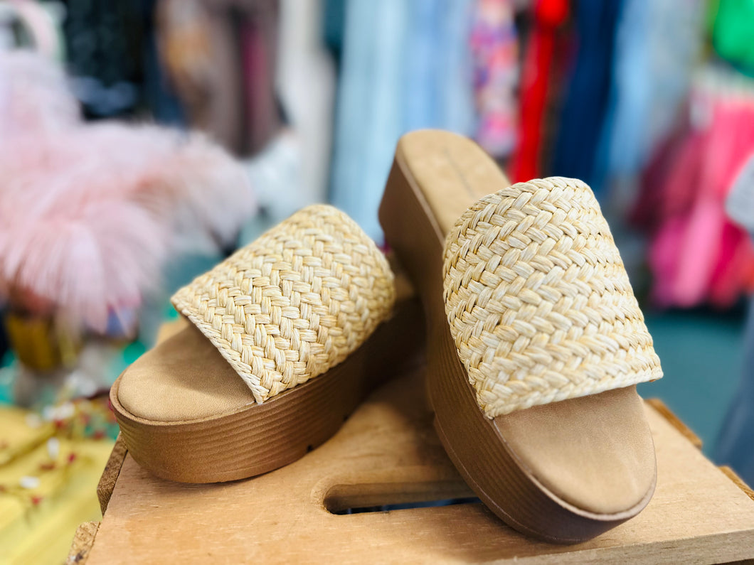 Woven platform sandal