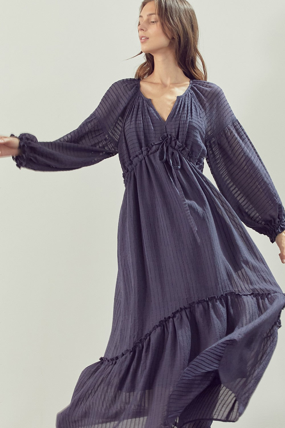 Navy Maxi Stripe Tie Dress