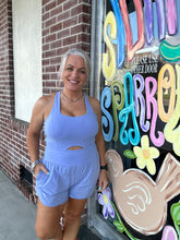 Load image into Gallery viewer, PERIWINKLE BLUE RUNSIE ROMPER

