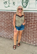 Leopard Spaghetti Strap Lace Top