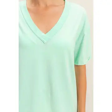 MINT Washed V-Neck Oversized Tee