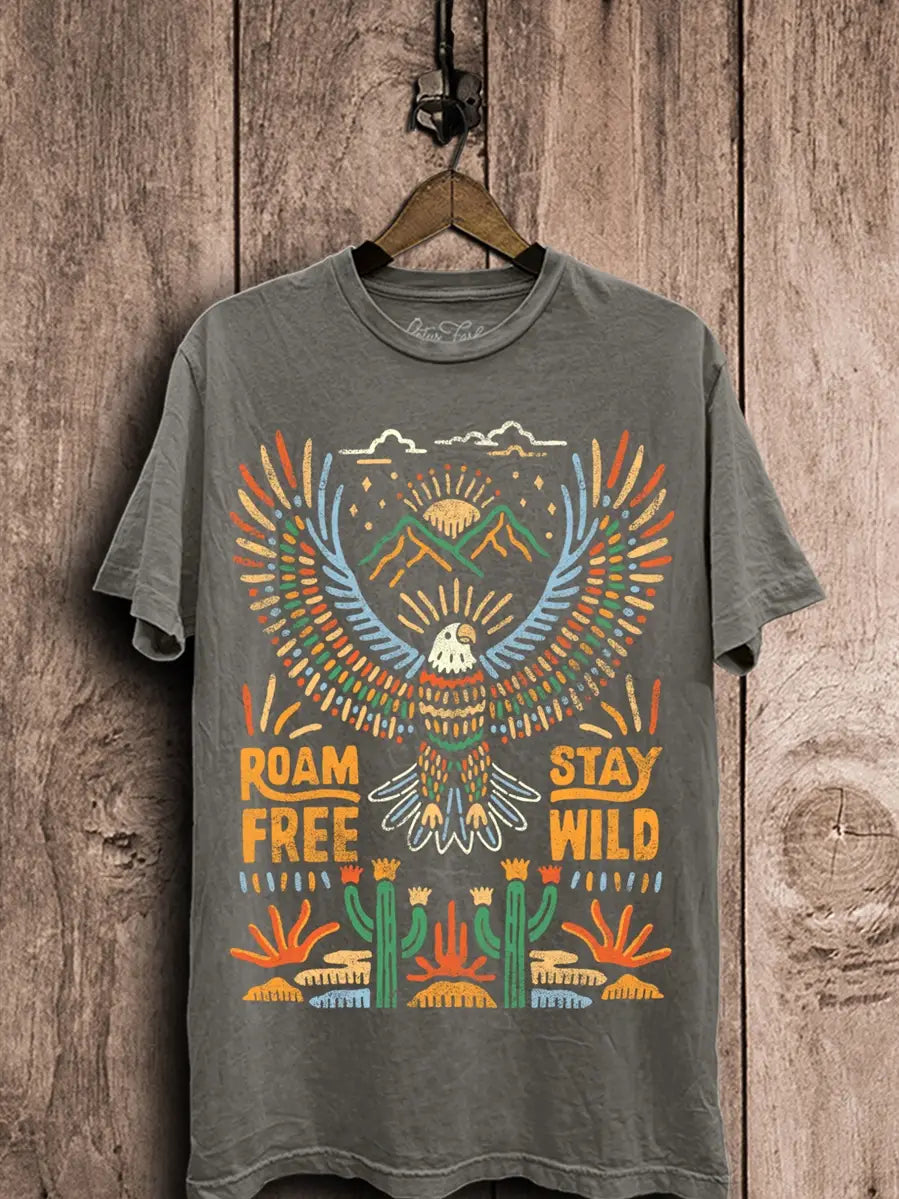 Roam Free Stay Wild Eagle Graphic Top