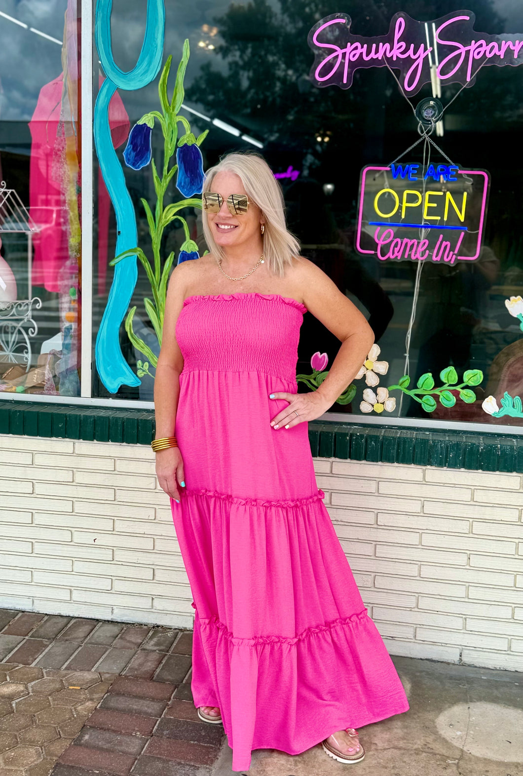 Boho vibes maxi dress IN HOT PINK
