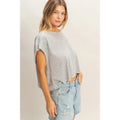 Heather Gray Open Back Boxy Crew Neck Top