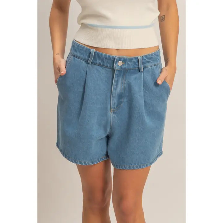 Enzyme Wash Denim Shorts