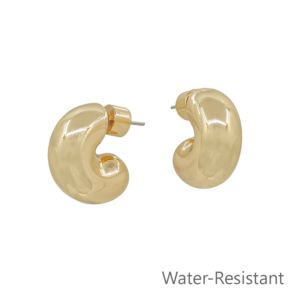 Water Resistant Gold Rounded Huggie .5