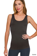 U Or V Neck 2-way Seamless Tank Top in Black