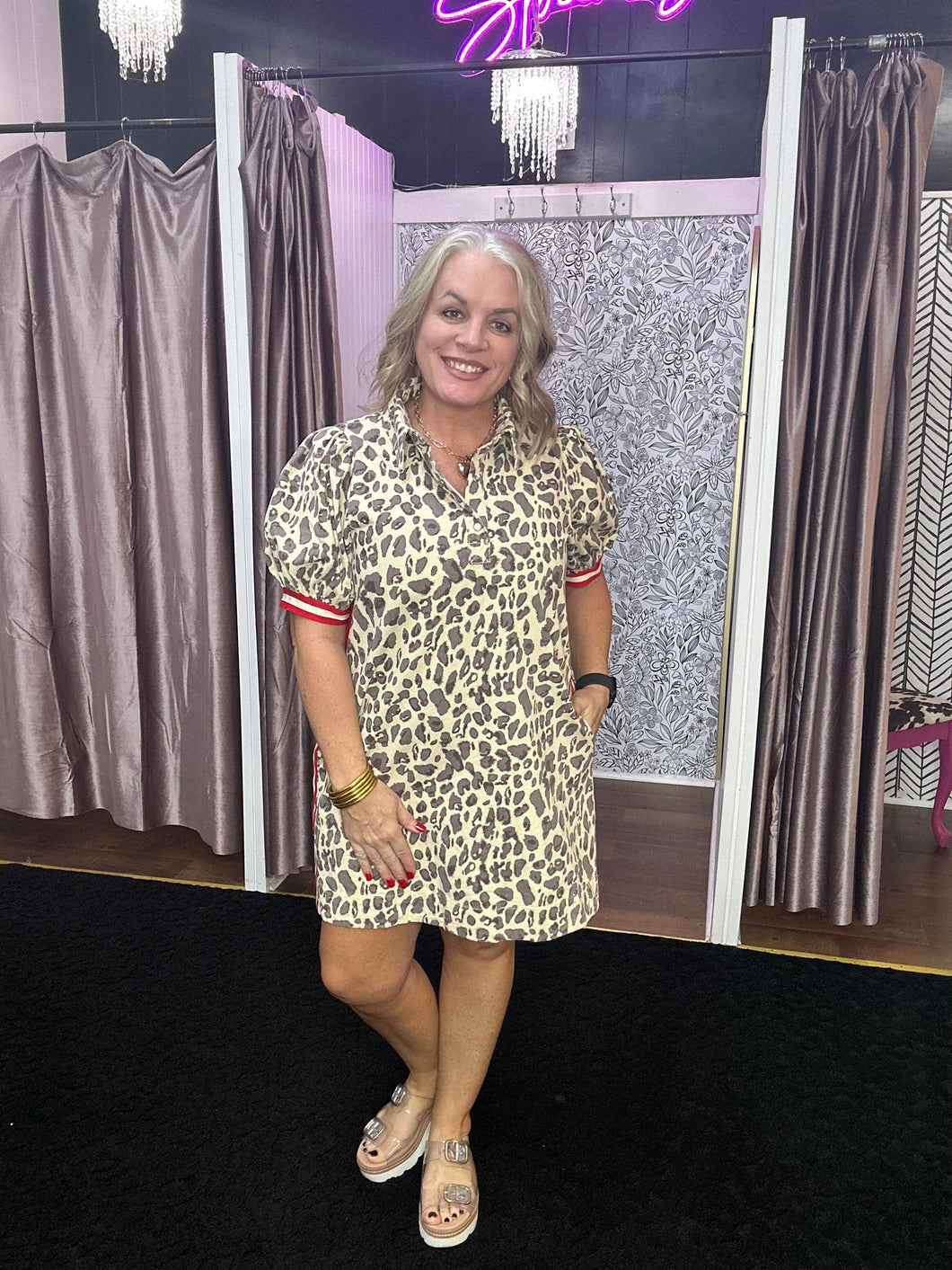 Leopard Print Shirt Dress