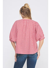 Load image into Gallery viewer, RED Gingham Cotton Blend Blouse
