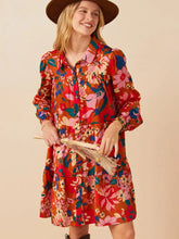 Load image into Gallery viewer, Womens Floral Button Down Tiered Tunic Dress
