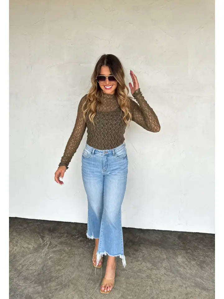 Olive Lace Thumbhole Top