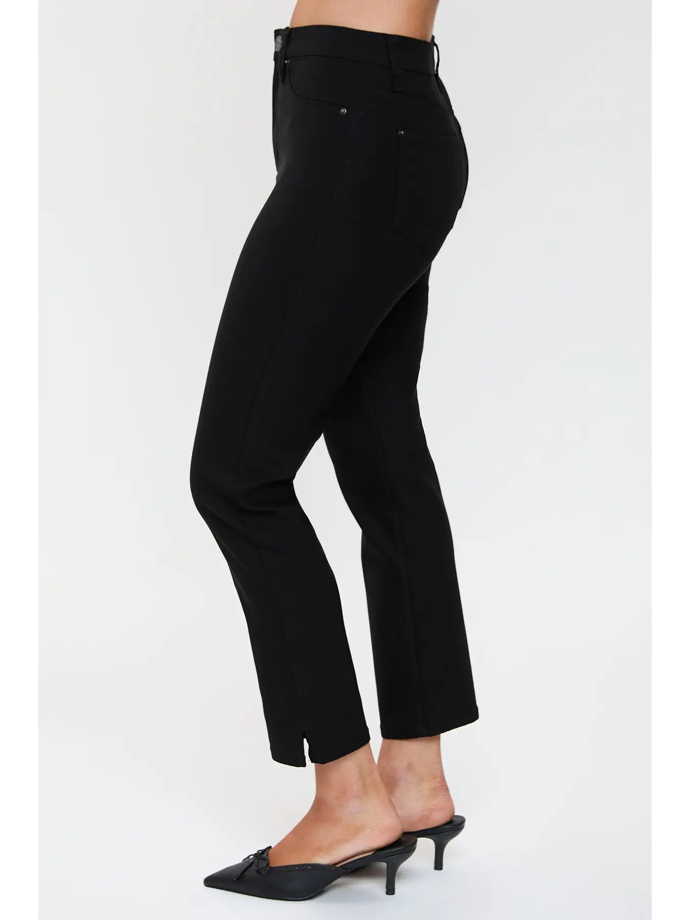 BLACK High Rise Hyperstretch Cropped Straight Pants