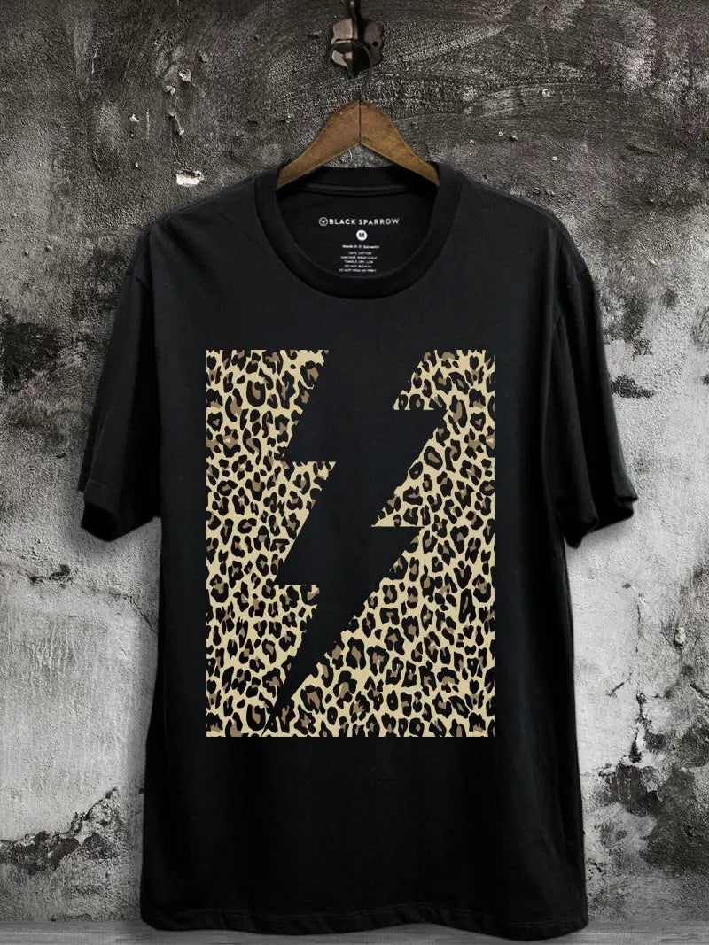 Leopard Print Thunderbolt Graphic Top