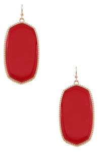 Red Metal Diamond Acrylic Drop Earrings