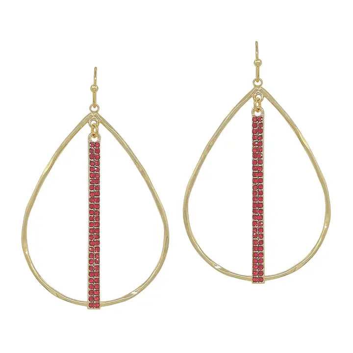 Open Teardrop with Red Rhinestone Bar 2